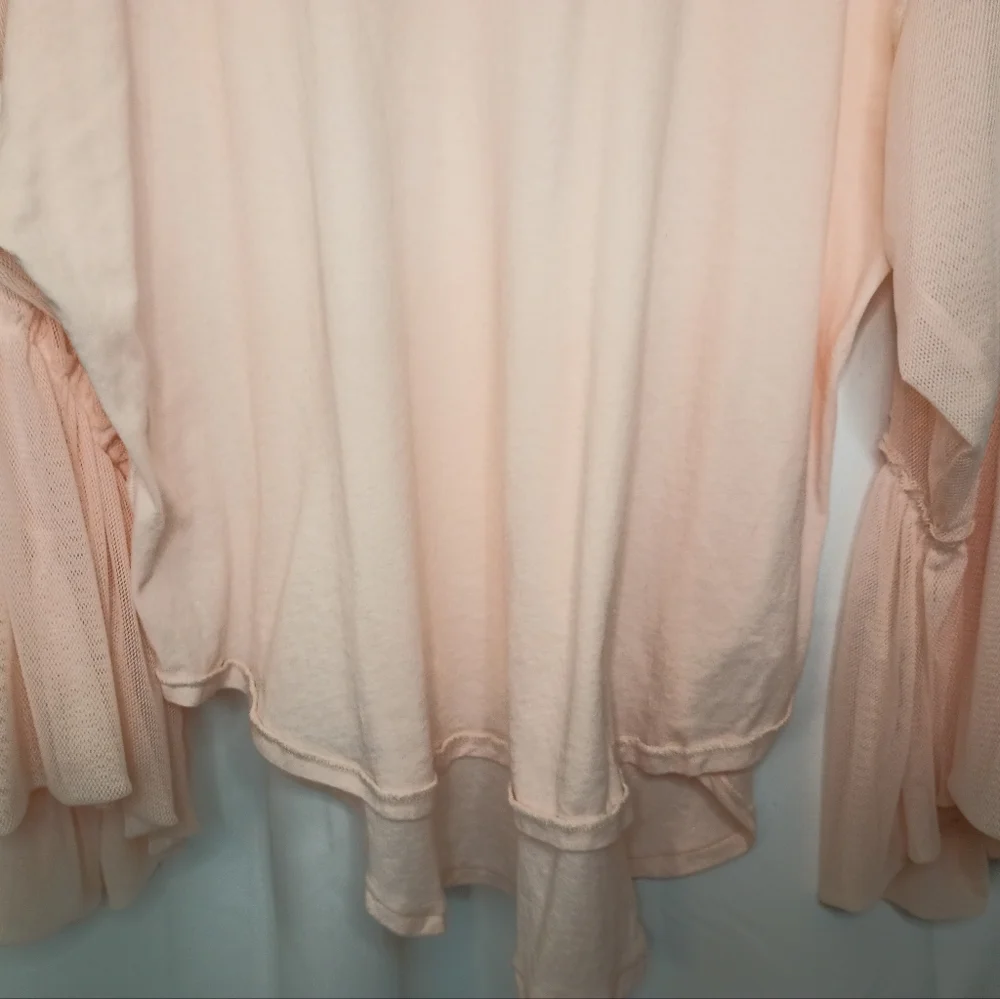 Free People Still Got It Top Small Pink Mesh Ruffle Bell Sleeve Coquette Ballet - Picture 5 of 13
